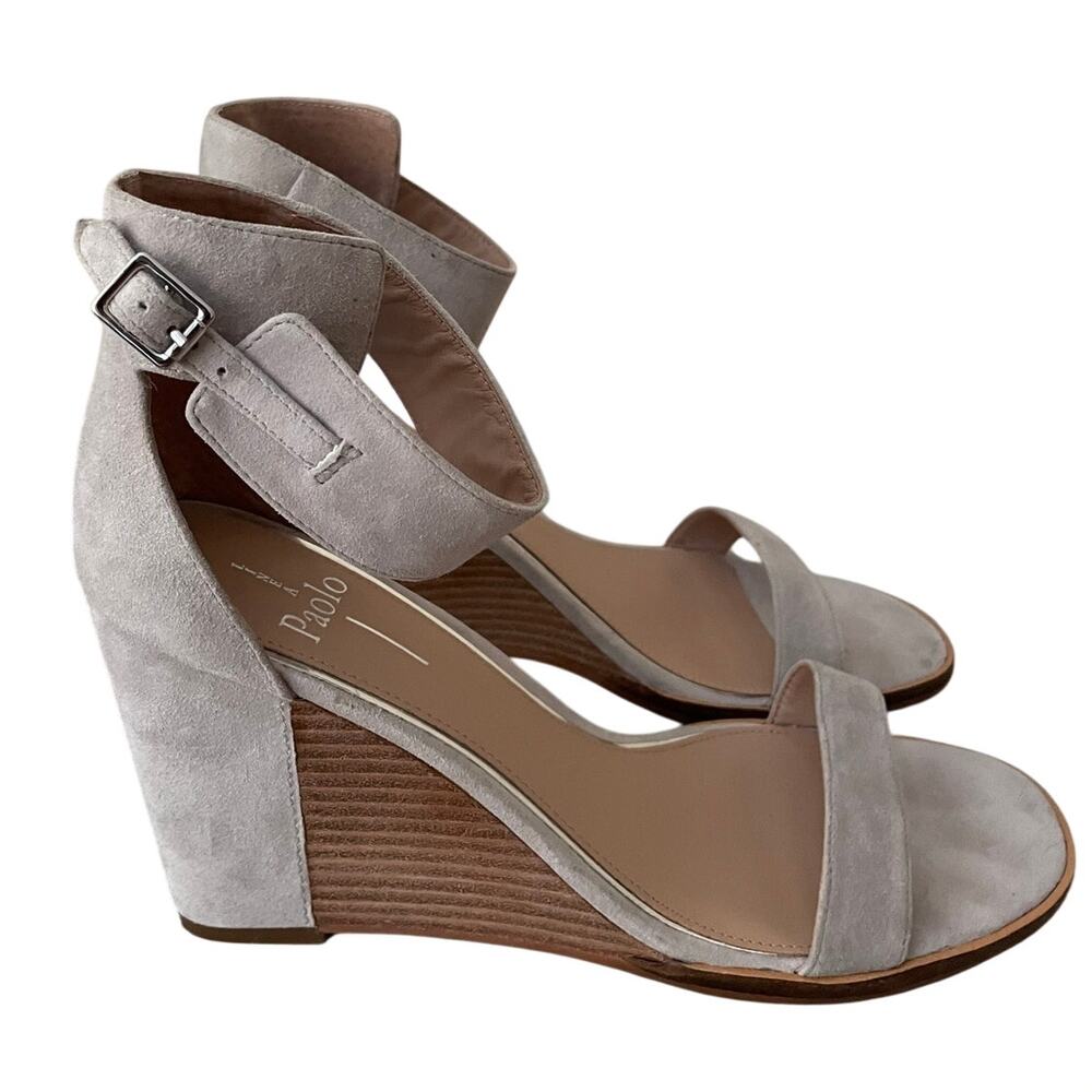 Linea Paolo Womens Size 9 Elodie Gray Suede Wedges Sandals